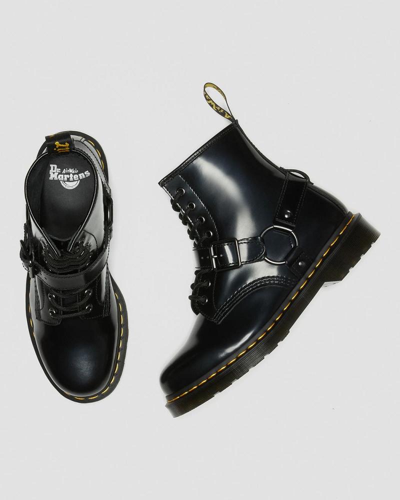 Dr Martens 1460 Harness Lær Snørestøvletter Dame Svarte | Norge 608EBC